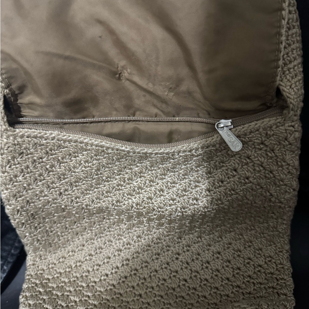Beige Crochet Shoulder Bag